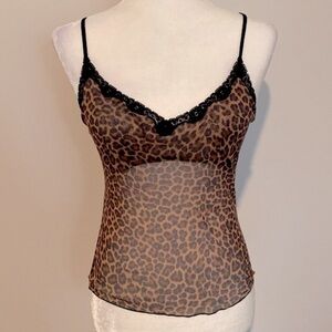 Vintage Y2K Victoria’s Secret cheetah print mesh cami top